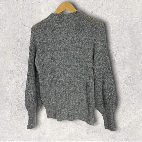 NEW Max Studio Cozy Ribbed Wrap Sweater Grey Knit Size Small Nordstrom Pullover - Picture 3 of 7